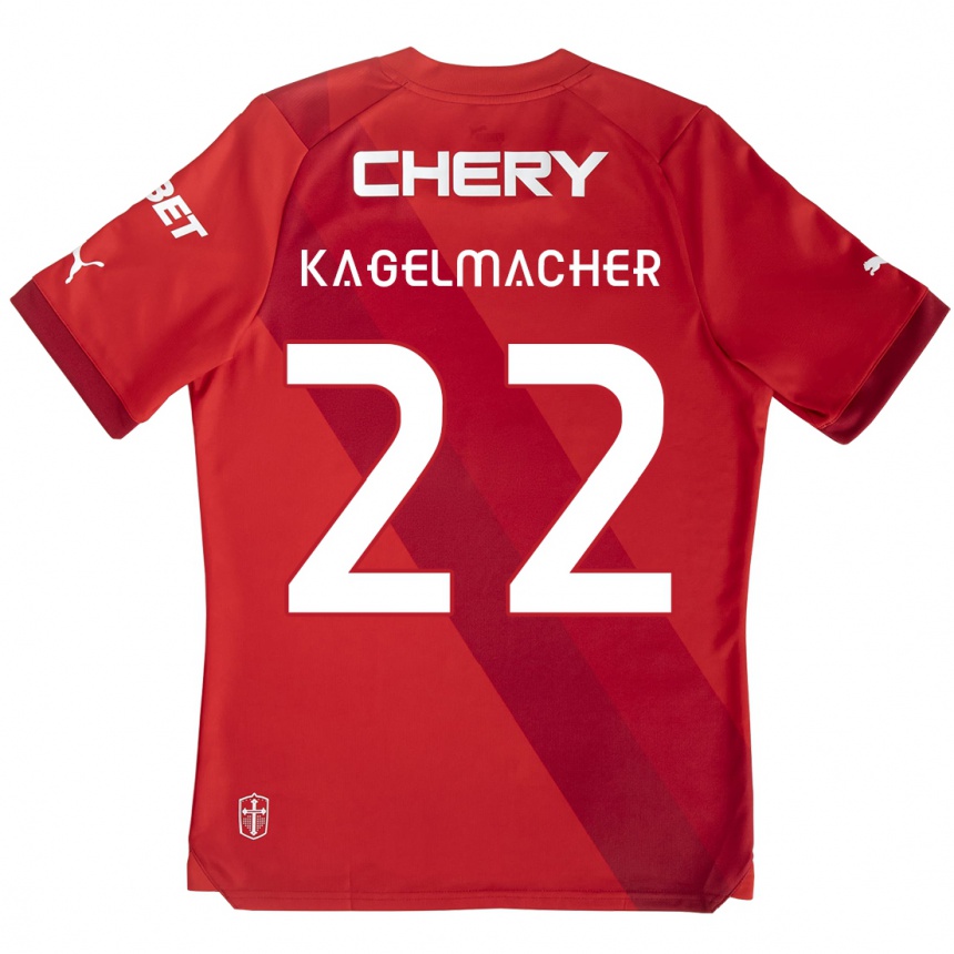 Kids Football Gary Kagelmacher #22 Red White Away Jersey 2024/25 T-Shirt Nz