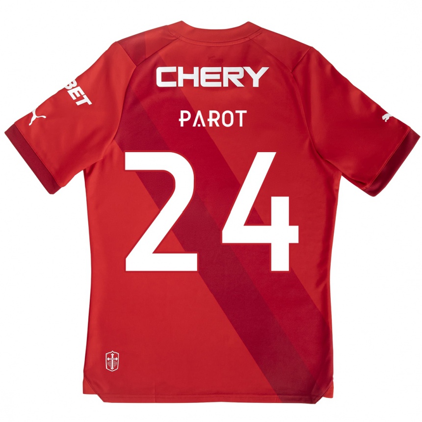 Kids Football Alfonso Parot #24 Red White Away Jersey 2024/25 T-Shirt Nz