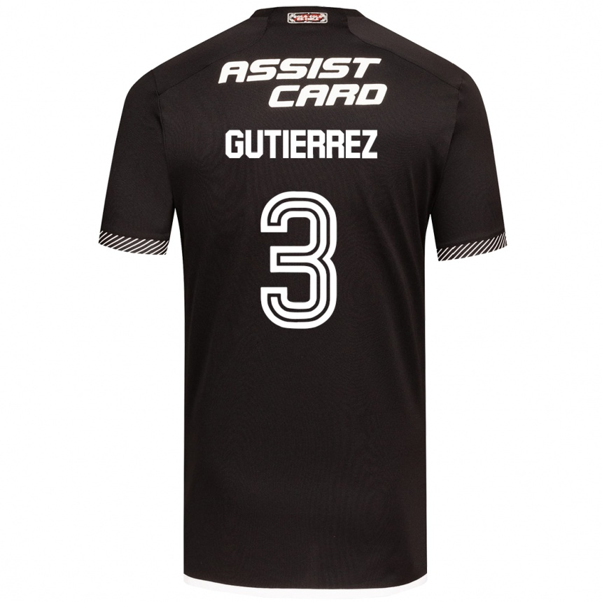 Kids Football Daniel Gutiérrez #3 Black White Away Jersey 2024/25 T-Shirt Nz