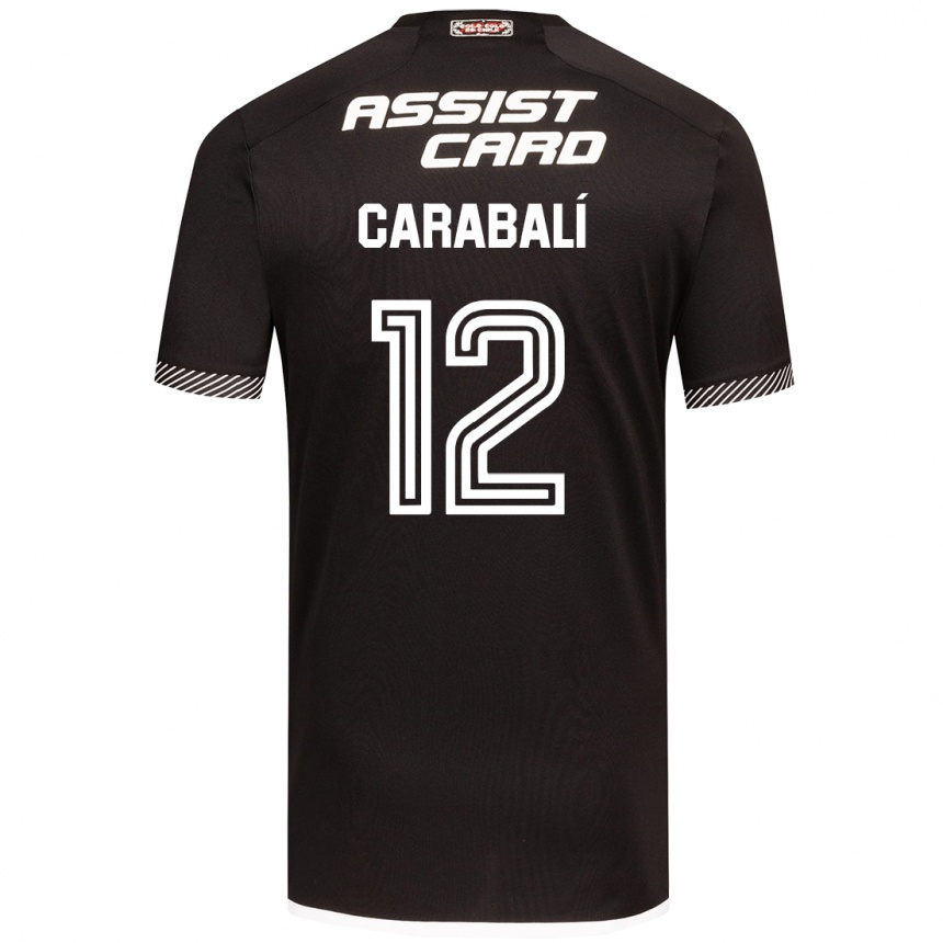 Kids Football Omar Carabalí #12 Black White Away Jersey 2024/25 T-Shirt Nz