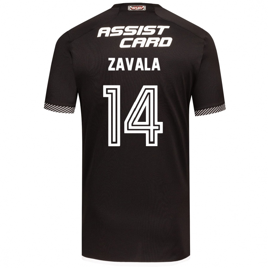 Kids Football Cristián Zavala #14 Black White Away Jersey 2024/25 T-Shirt Nz