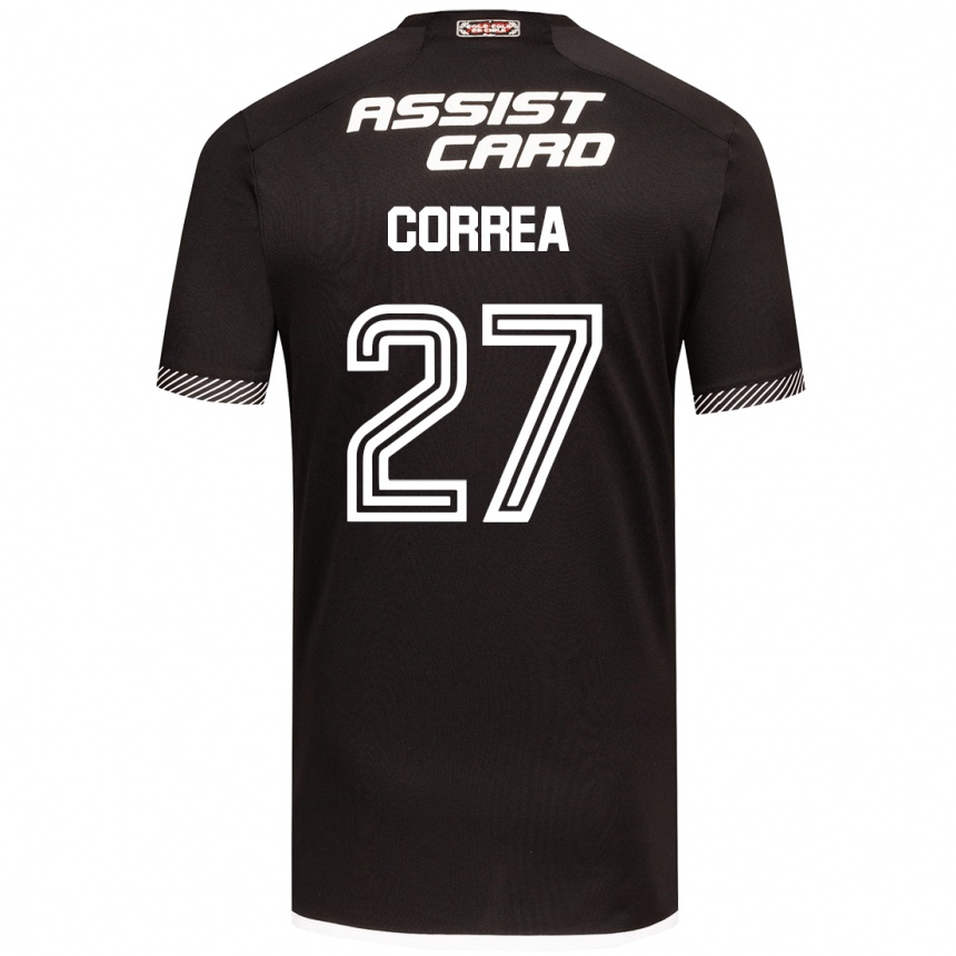 Kids Football Javier Correa #27 Black White Away Jersey 2024/25 T-Shirt Nz