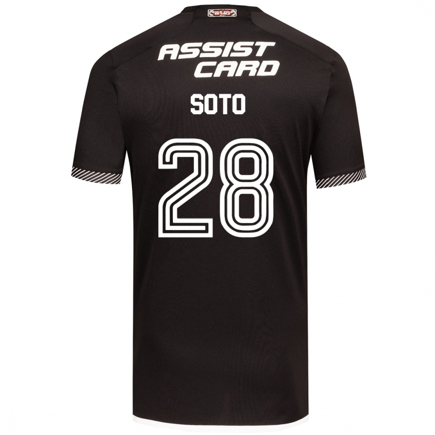 Kids Football Lucas Soto #28 Black White Away Jersey 2024/25 T-Shirt Nz