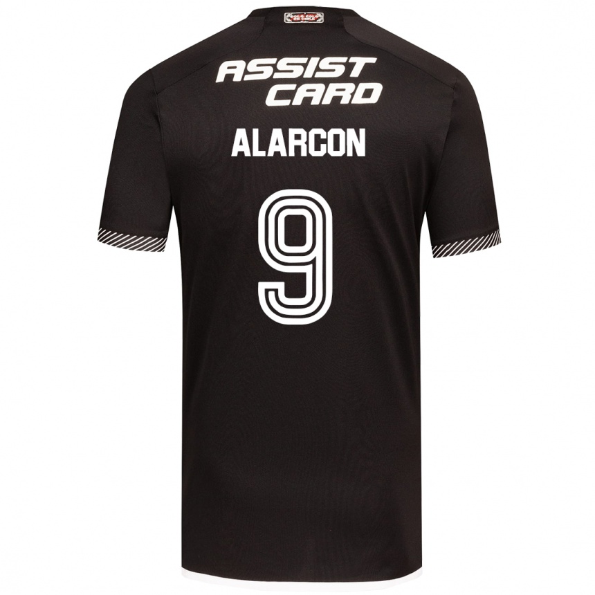 Kids Football Cristian Alarcón #9 Black White Away Jersey 2024/25 T-Shirt Nz