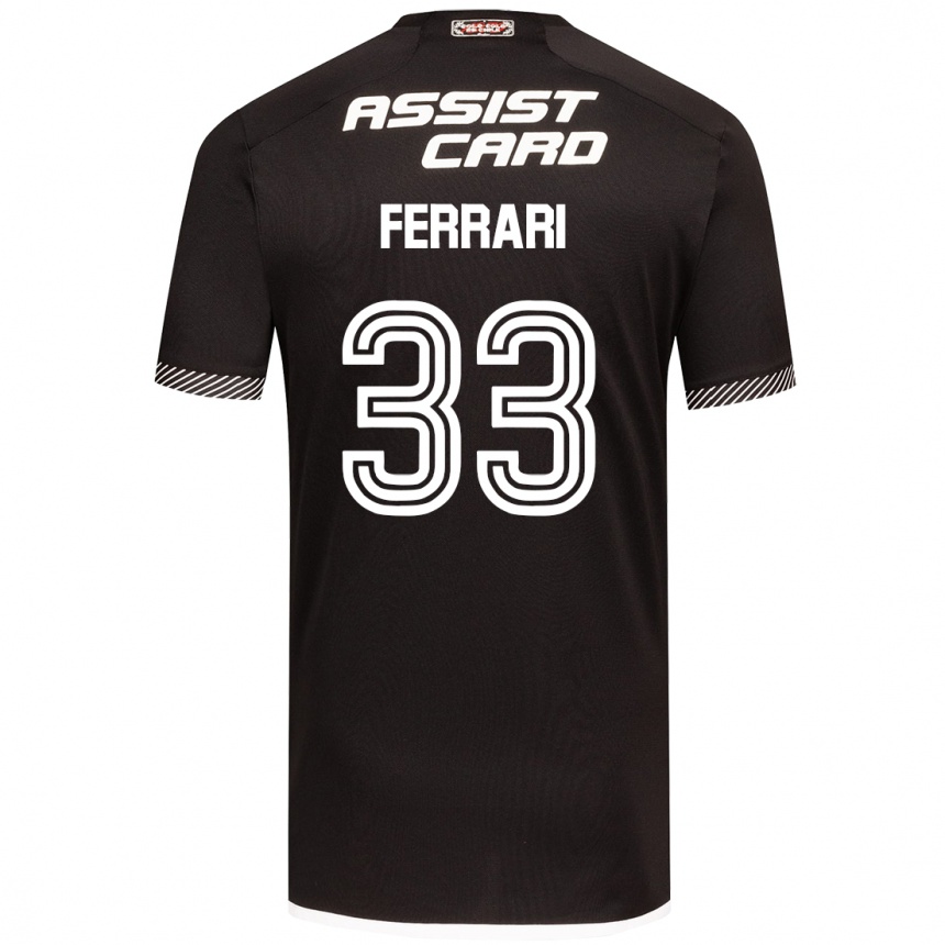 Kids Football Matías Ferrari #33 Black White Away Jersey 2024/25 T-Shirt Nz