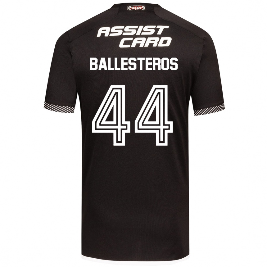 Kids Football Martín Ballesteros #44 Black White Away Jersey 2024/25 T-Shirt Nz