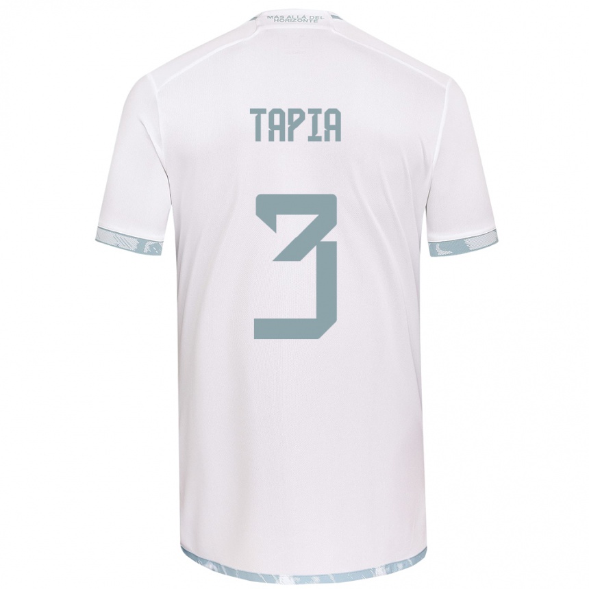 Kids Football Ignacio Tapia #3 White Grey Away Jersey 2024/25 T-Shirt Nz