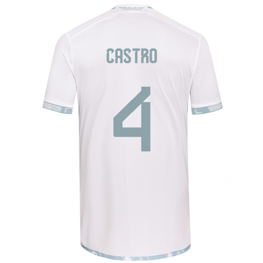 Kids Football José Ignacio Castro #4 White Grey Away Jersey 2024/25 T-Shirt Nz