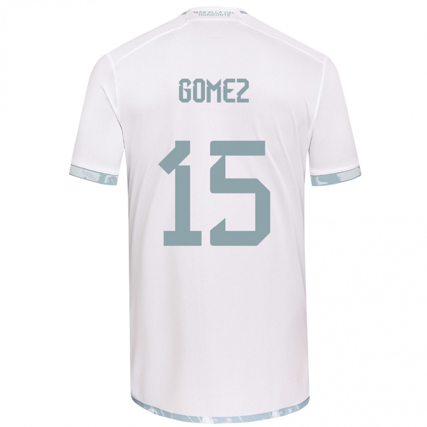 Kids Football Juan Pablo Gómez #15 White Grey Away Jersey 2024/25 T-Shirt Nz