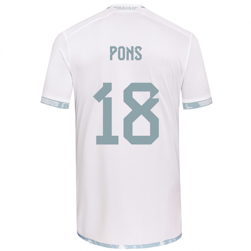 Kids Football Luciano Pons #18 White Grey Away Jersey 2024/25 T-Shirt Nz