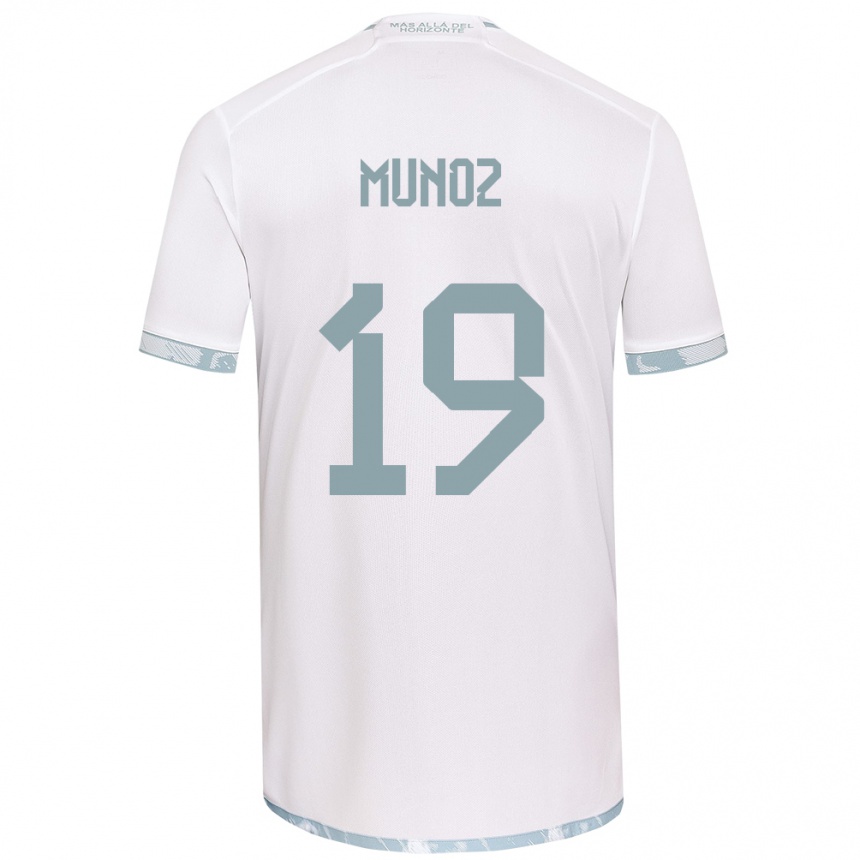 Kids Football Cristóbal Muñoz #19 White Grey Away Jersey 2024/25 T-Shirt Nz