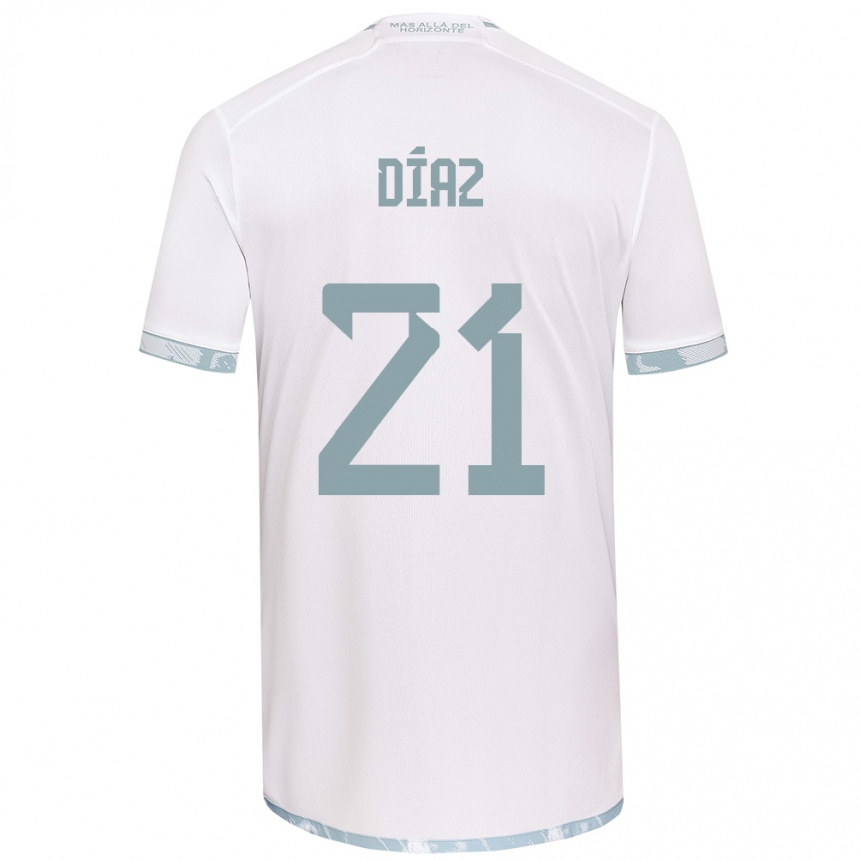 Kids Football Marcelo Díaz #21 White Grey Away Jersey 2024/25 T-Shirt Nz