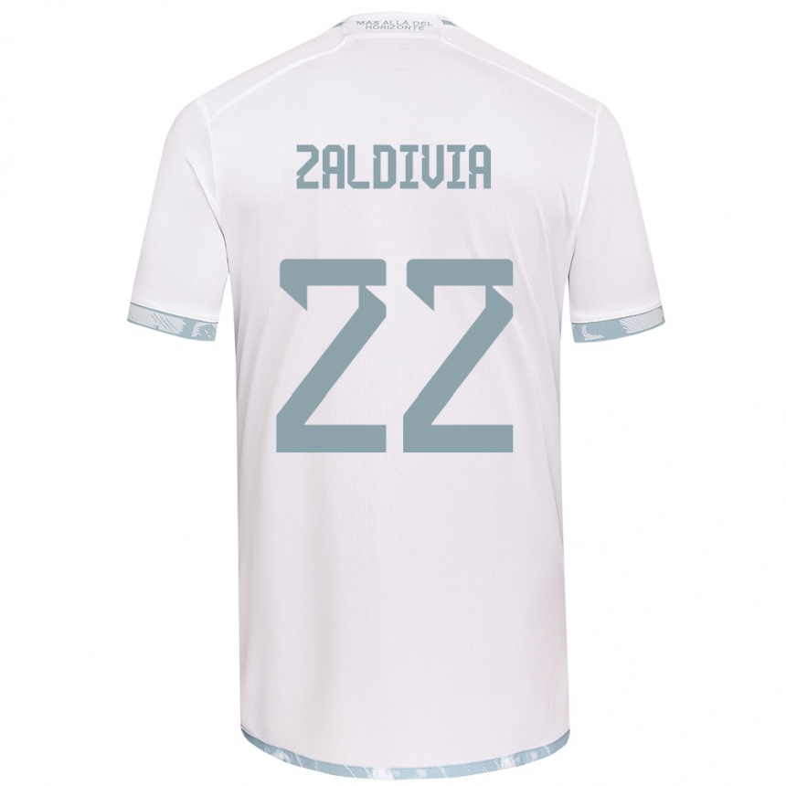 Kids Football Matías Zaldivia #22 White Grey Away Jersey 2024/25 T-Shirt Nz