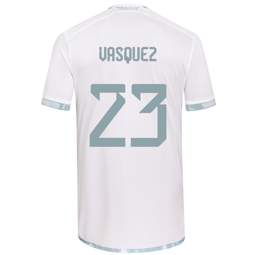 Kids Football Ignacio Vásquez #23 White Grey Away Jersey 2024/25 T-Shirt Nz