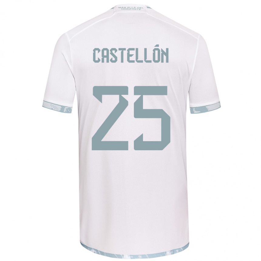 Kids Football Gabriel Castellón #25 White Grey Away Jersey 2024/25 T-Shirt Nz