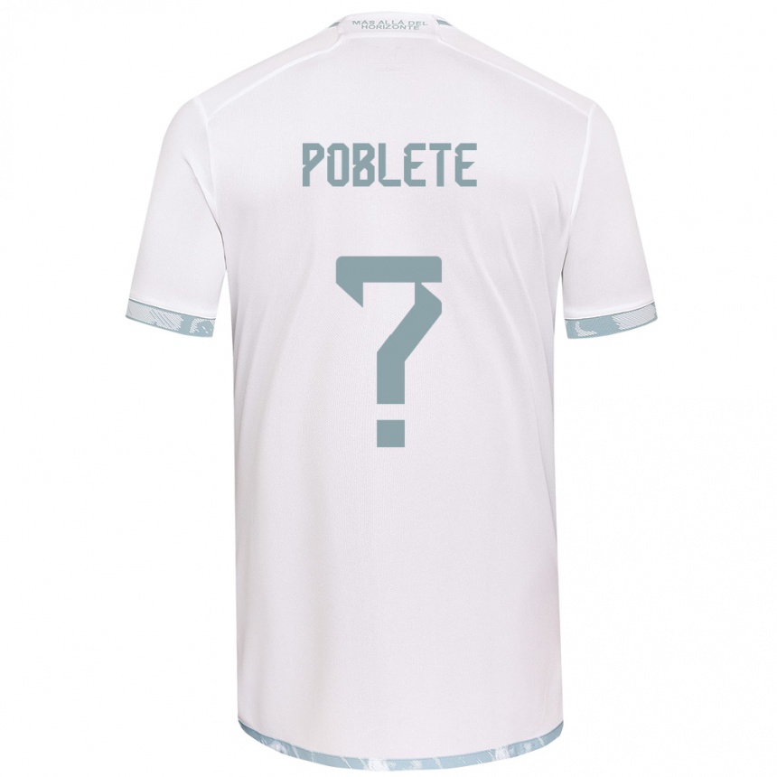 Kids Football José Poblete #0 White Grey Away Jersey 2024/25 T-Shirt Nz