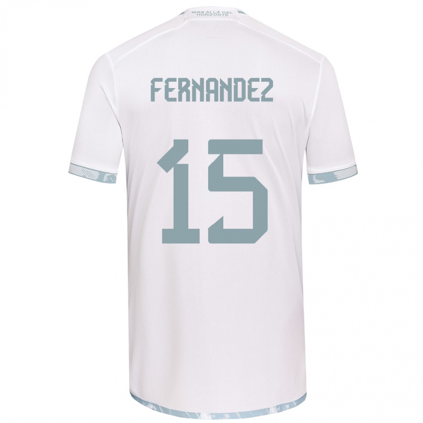 Kids Football Vicente Fernández #15 White Grey Away Jersey 2024/25 T-Shirt Nz