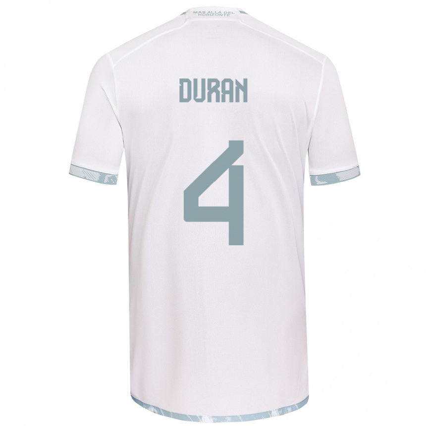 Kids Football Ignacia Durán #4 White Grey Away Jersey 2024/25 T-Shirt Nz