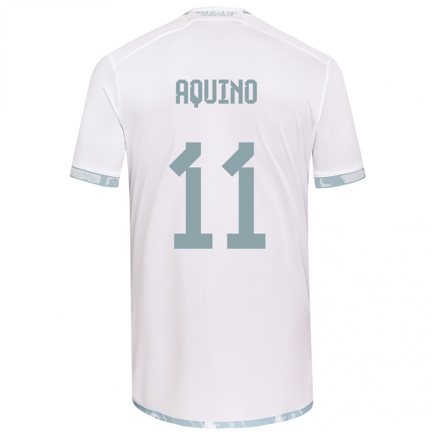 Kids Football Yisel Aquino #11 White Grey Away Jersey 2024/25 T-Shirt Nz