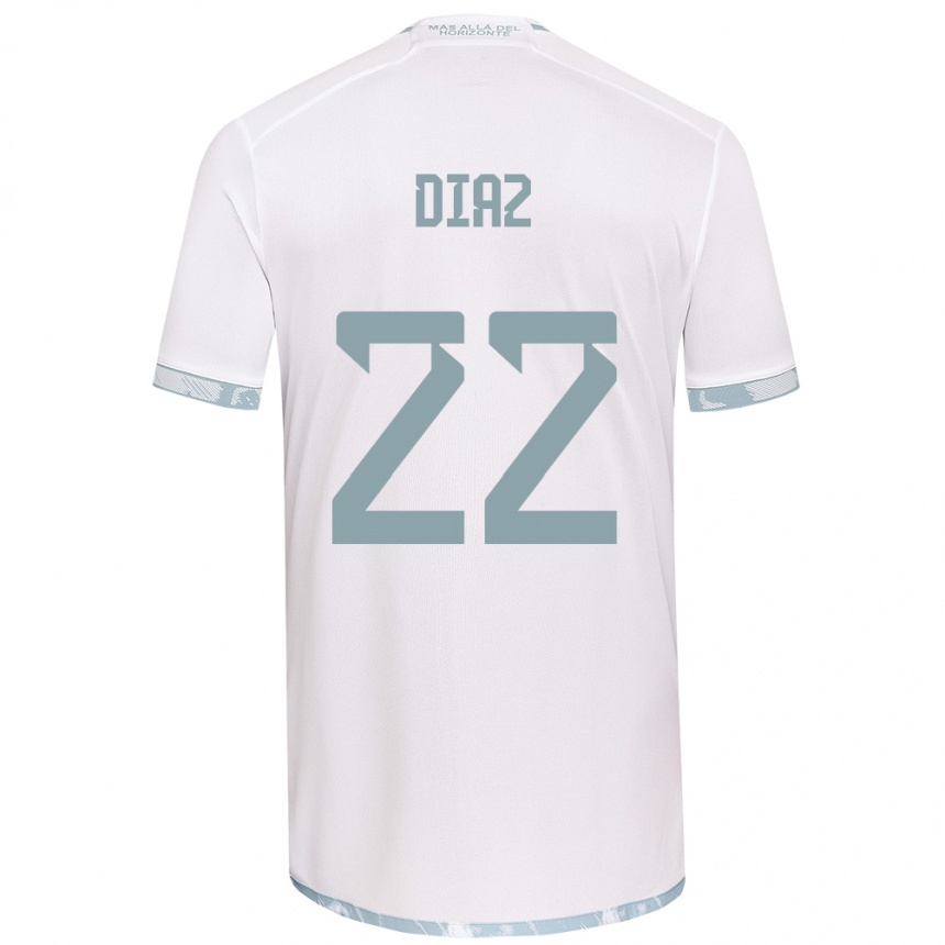 Kids Football Valentina Díaz #22 White Grey Away Jersey 2024/25 T-Shirt Nz