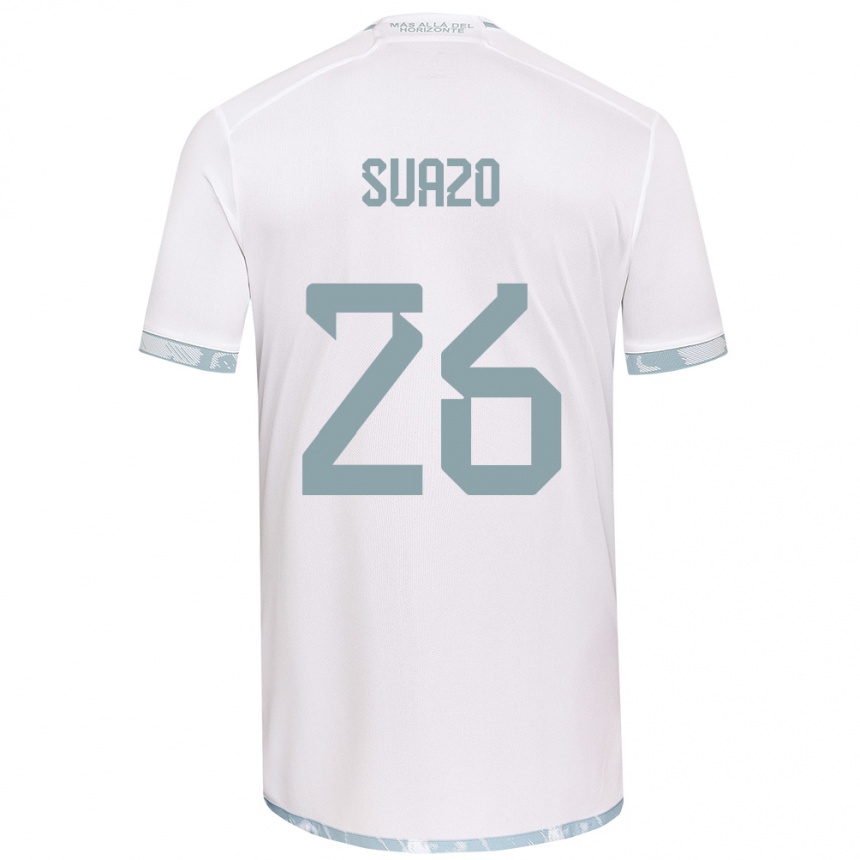 Kids Football Gretzel Suazo #26 White Grey Away Jersey 2024/25 T-Shirt Nz