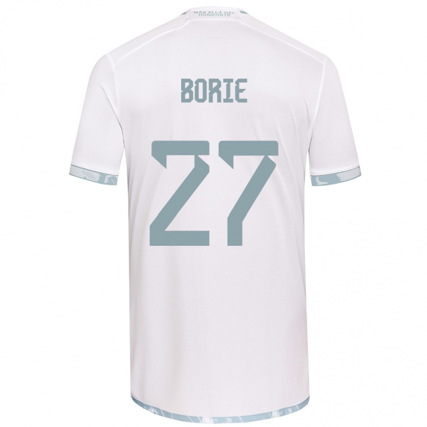 Kids Football Emilie Borie #27 White Grey Away Jersey 2024/25 T-Shirt Nz