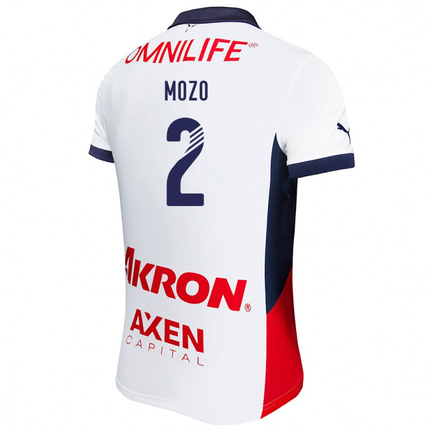 Kids Football Alan Mozo #2 White Red Blue Away Jersey 2024/25 T-Shirt Nz