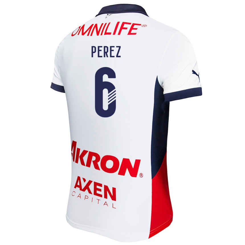 Kids Football Pável Pérez #6 White Red Blue Away Jersey 2024/25 T-Shirt Nz