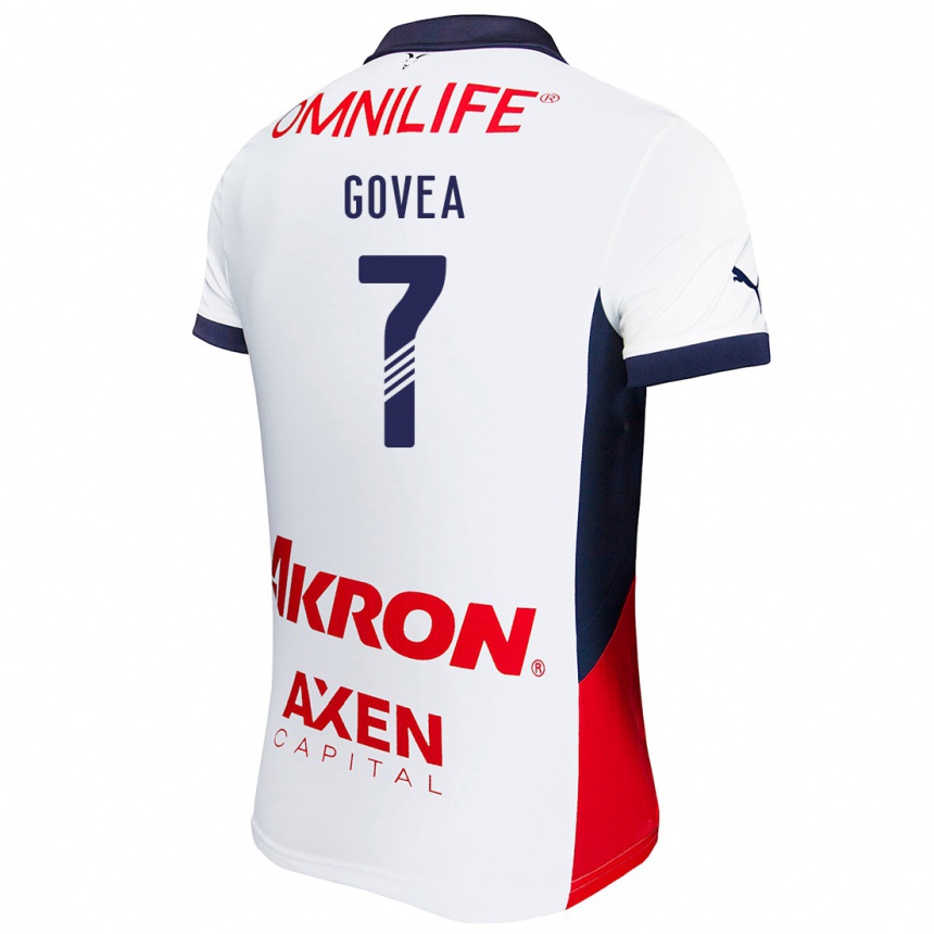 Kids Football Omar Govea #7 White Red Blue Away Jersey 2024/25 T-Shirt Nz