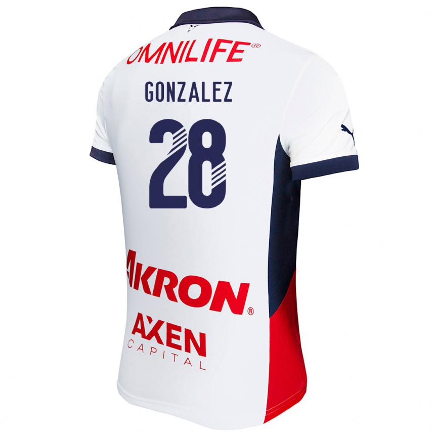 Kids Football Fernando González #28 White Red Blue Away Jersey 2024/25 T-Shirt Nz