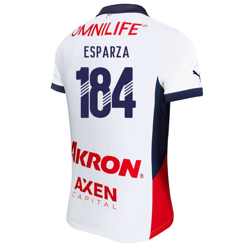 Kids Football Sebastián Esparza #184 White Red Blue Away Jersey 2024/25 T-Shirt Nz