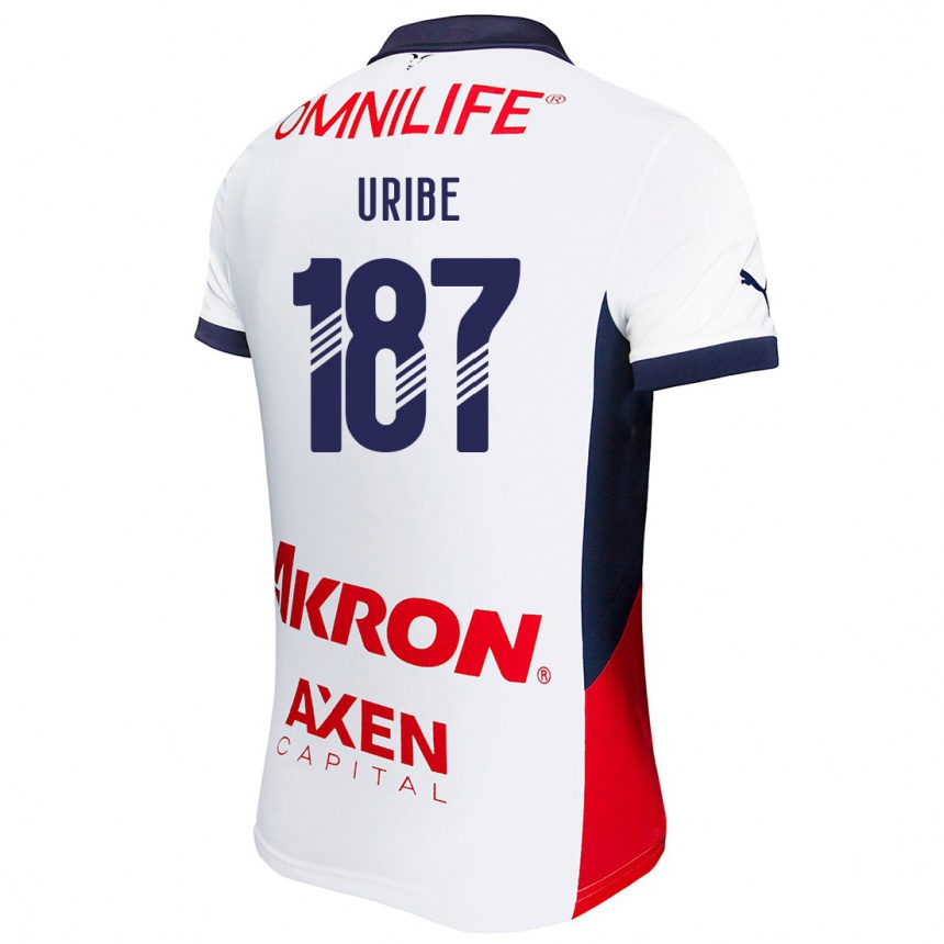 Kids Football Juan Uribe #187 White Red Blue Away Jersey 2024/25 T-Shirt Nz