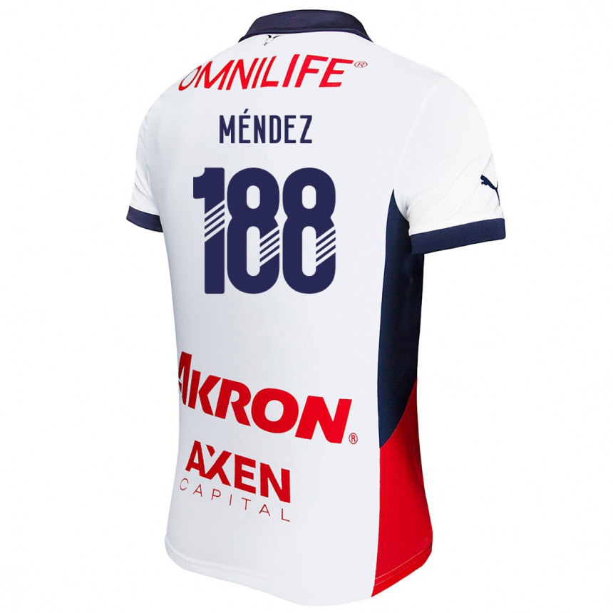 Kids Football Francisco Méndez #188 White Red Blue Away Jersey 2024/25 T-Shirt Nz