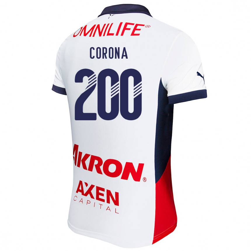 Kids Football Carlos Corona #200 White Red Blue Away Jersey 2024/25 T-Shirt Nz