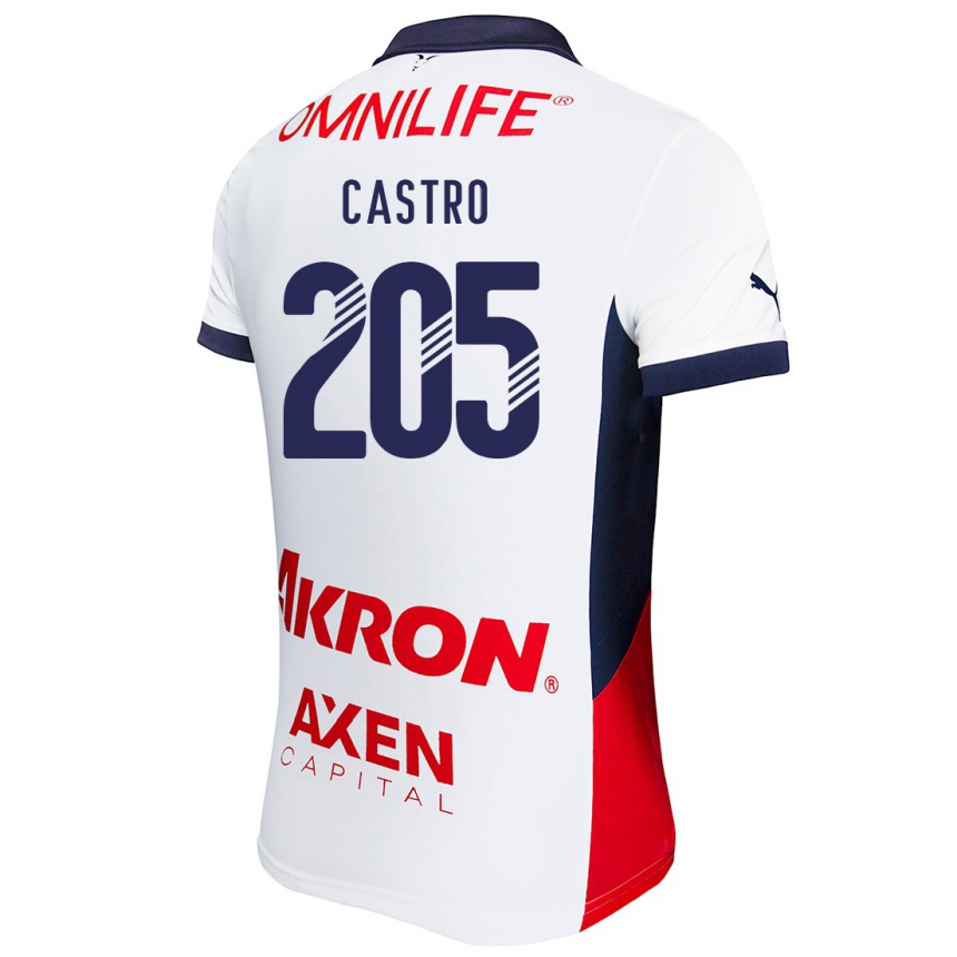 Kids Football Ariel Castro #205 White Red Blue Away Jersey 2024/25 T-Shirt Nz