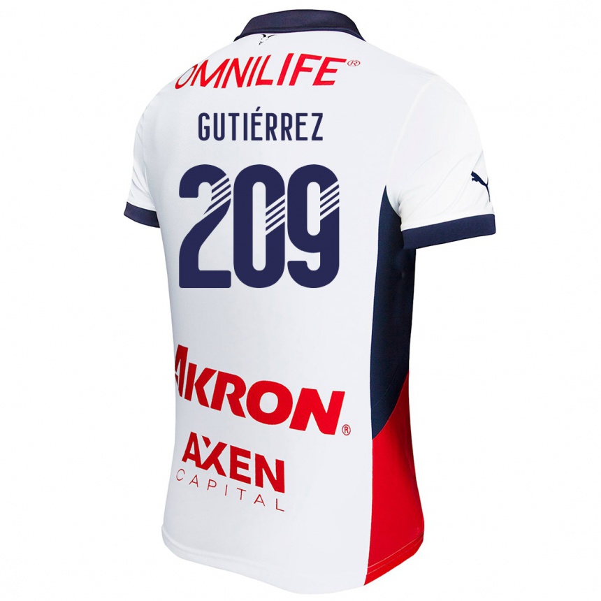 Kids Football Edgar Gutiérrez #209 White Red Blue Away Jersey 2024/25 T-Shirt Nz