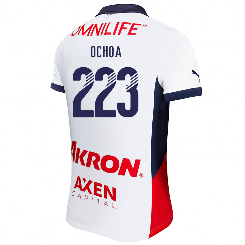 Kids Football Diego Ochoa #223 White Red Blue Away Jersey 2024/25 T-Shirt Nz