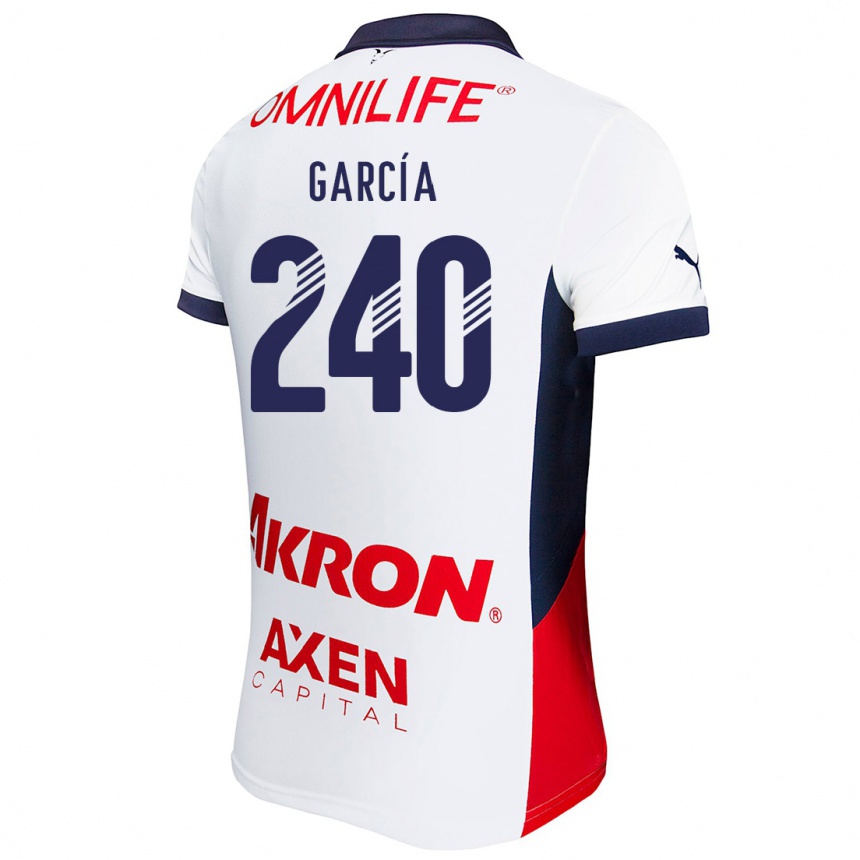 Kids Football Víctor García #240 White Red Blue Away Jersey 2024/25 T-Shirt Nz