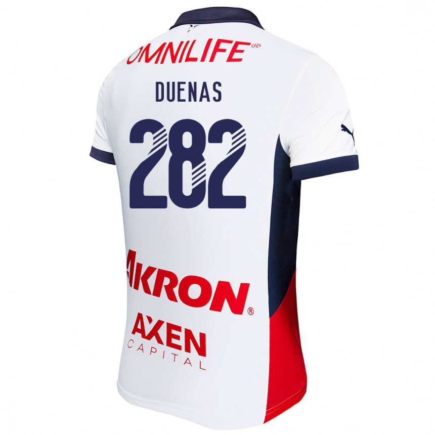 Kids Football Omar Dueñas #282 White Red Blue Away Jersey 2024/25 T-Shirt Nz