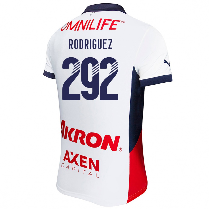 Kids Football Emiliano Rodríguez #292 White Red Blue Away Jersey 2024/25 T-Shirt Nz