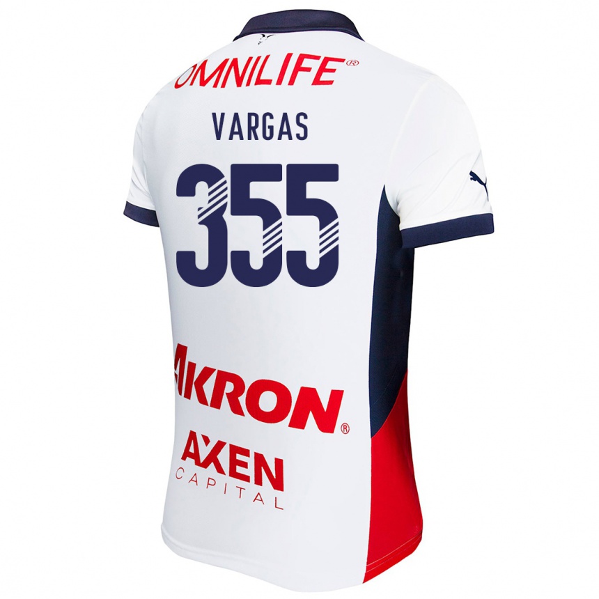 Kids Football Edgar Vargas #355 White Red Blue Away Jersey 2024/25 T-Shirt Nz