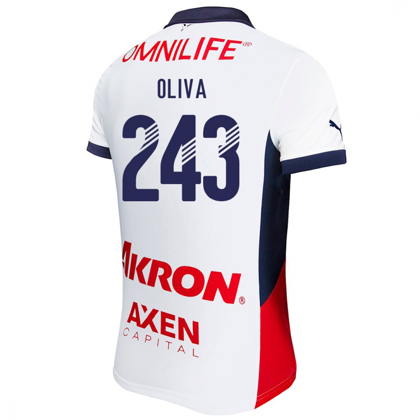 Kids Football Diego Oliva #243 White Red Blue Away Jersey 2024/25 T-Shirt Nz