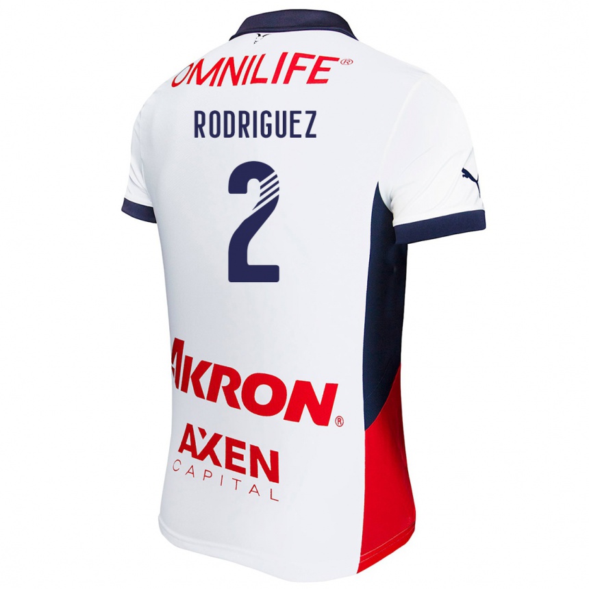 Kids Football Jaqueline Rodríguez #2 White Red Blue Away Jersey 2024/25 T-Shirt Nz