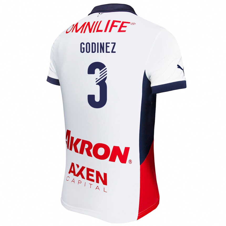 Kids Football Damaris Godínez #3 White Red Blue Away Jersey 2024/25 T-Shirt Nz