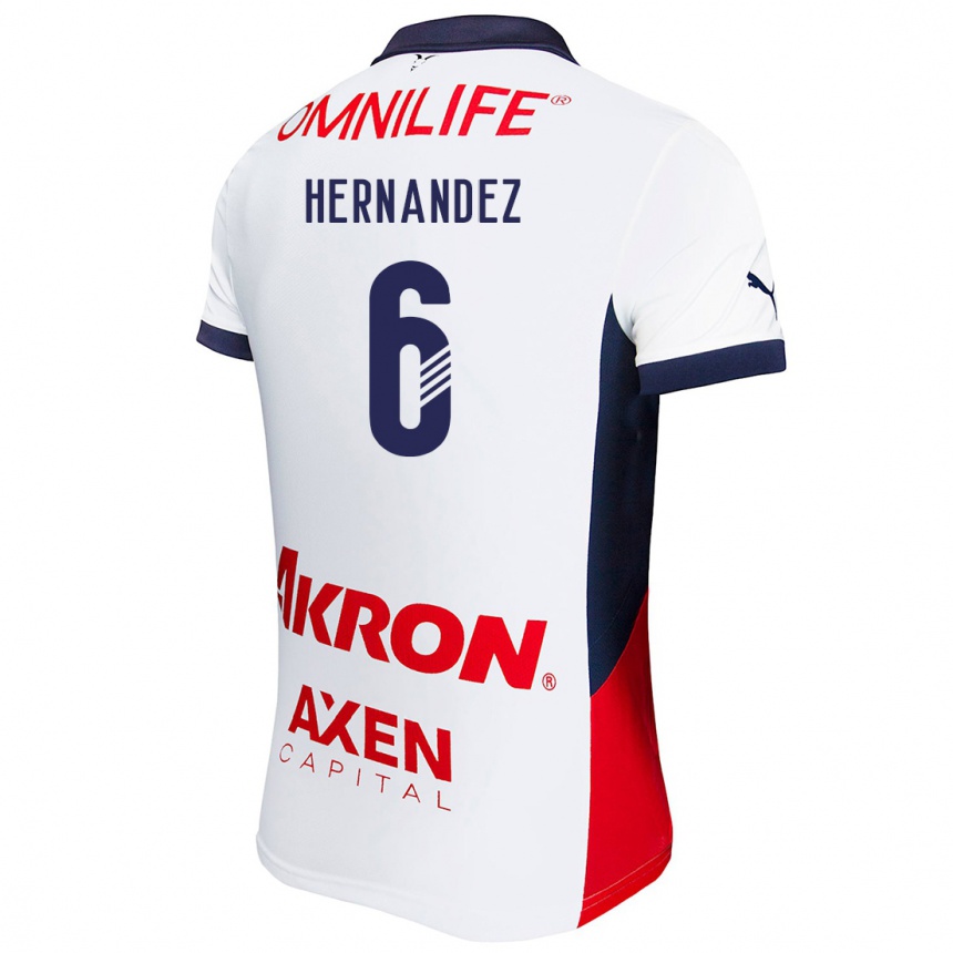 Kids Football Ana Camila Hernández #6 White Red Blue Away Jersey 2024/25 T-Shirt Nz