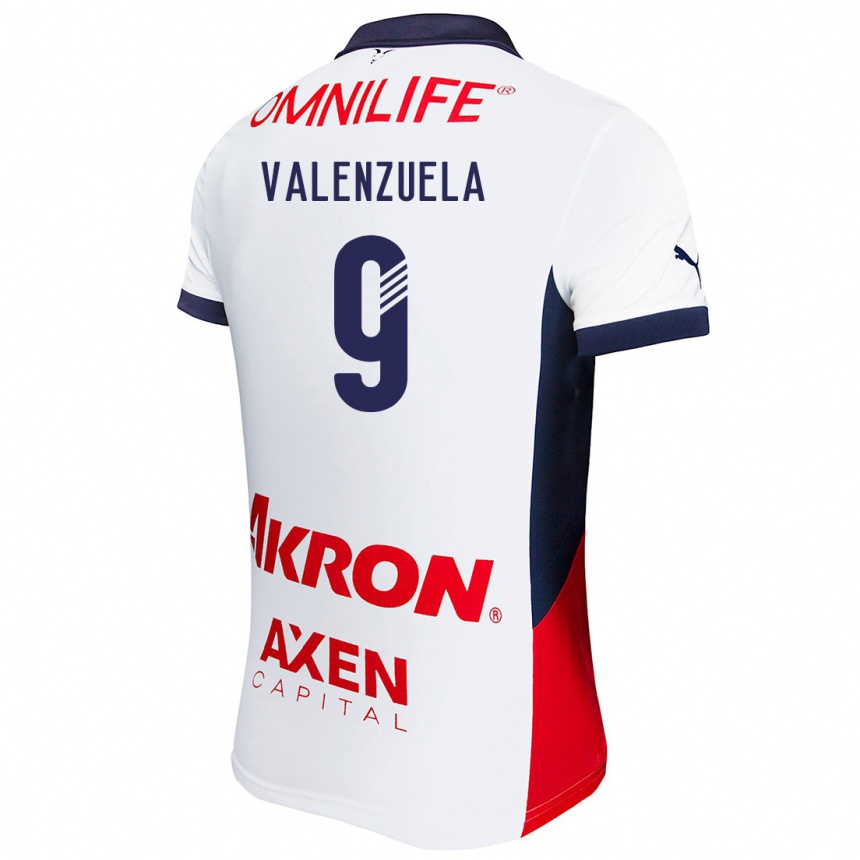 Kids Football Gabriela Valenzuela #9 White Red Blue Away Jersey 2024/25 T-Shirt Nz