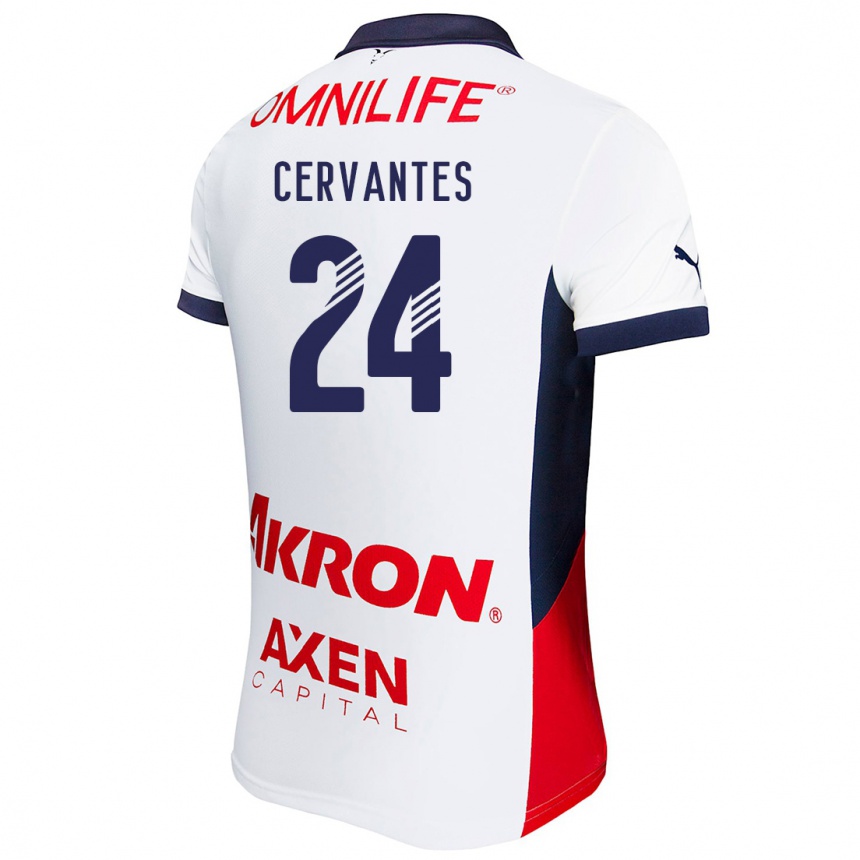 Kids Football Alicia Cervantes #24 White Red Blue Away Jersey 2024/25 T-Shirt Nz