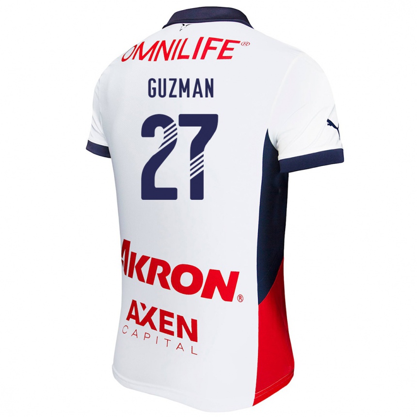 Kids Football Kinberly Guzmán #27 White Red Blue Away Jersey 2024/25 T-Shirt Nz