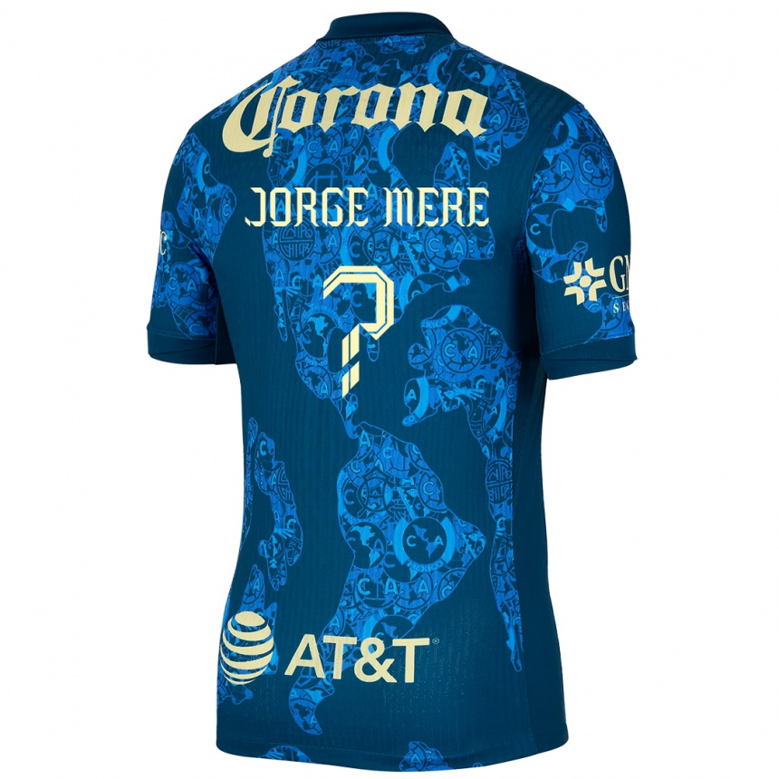 Kids Football Jorge Meré #0 Blue Yellow Away Jersey 2024/25 T-Shirt Nz