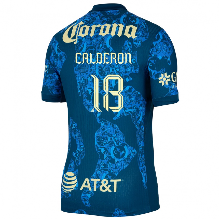 Kids Football Cristian Calderón #18 Blue Yellow Away Jersey 2024/25 T-Shirt Nz